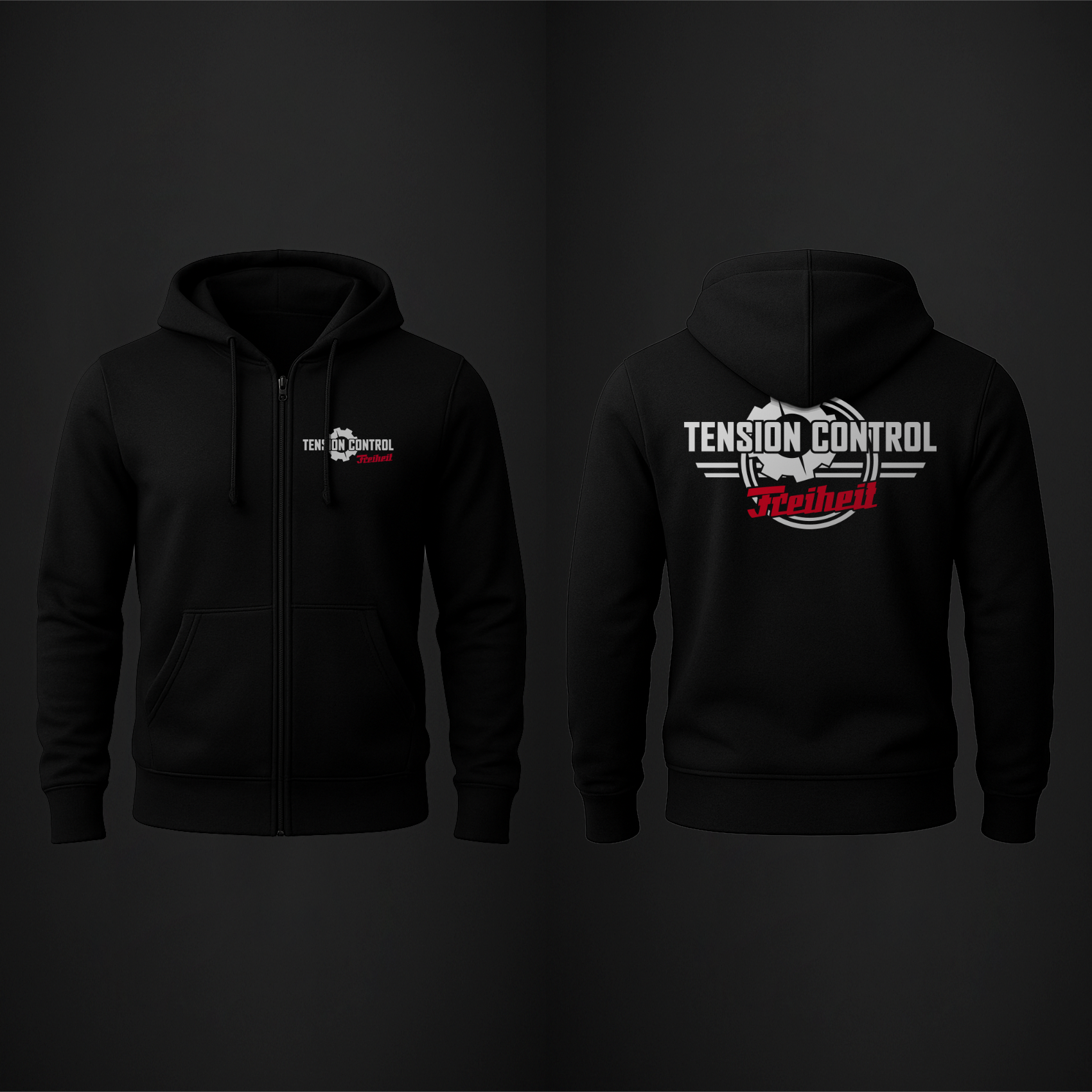 Zip-Hoodie Men Freiheit front and back print